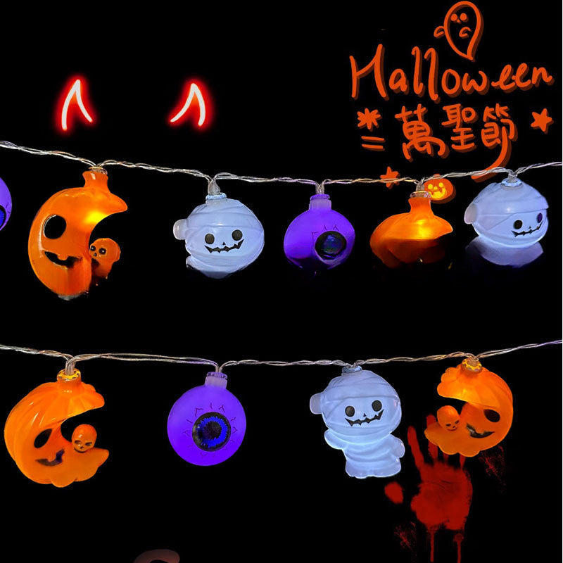 New Halloween light string skull ghost horror decorative lights ghost festival atmosphere small lights battery box pumpkin lights