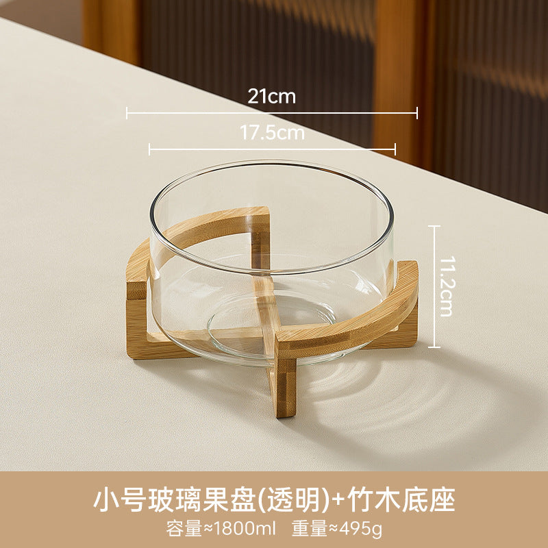 Glass fruit bowl salad bowl with stand - ideal for hotel reception, ktv buffets, home use, welcome snacks, candy storage, and fruit serving