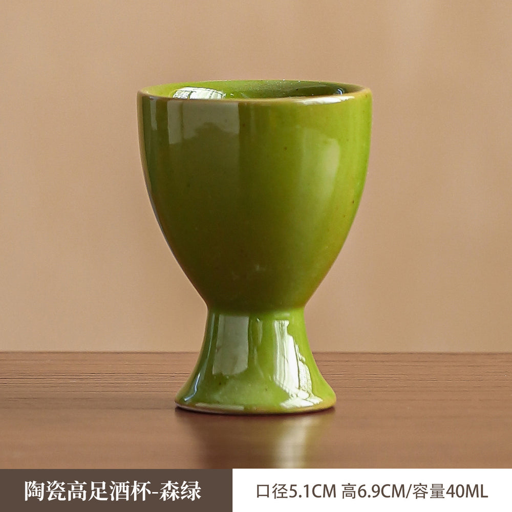 Creative tall round egg cup stylish colorful kiln-turned ceramic egg holder cup restaurant home practical egg bottom base