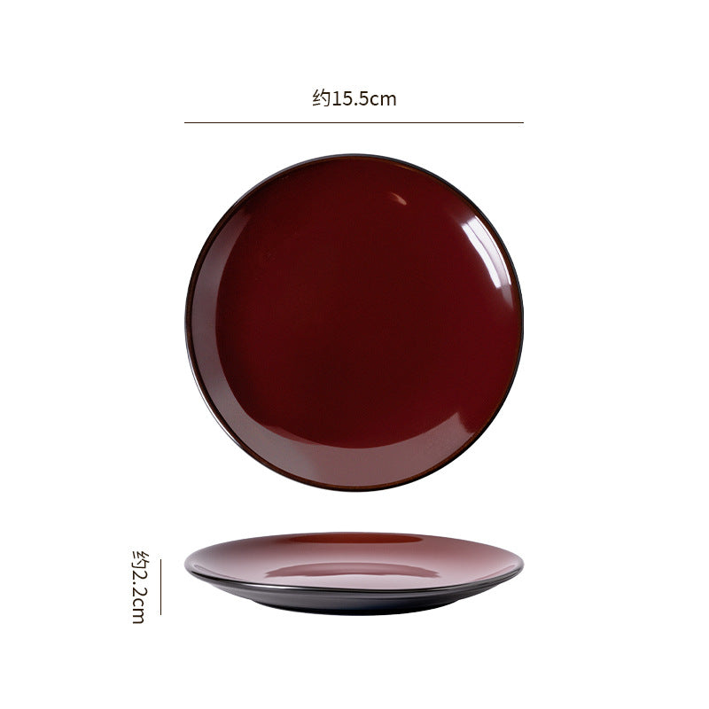 Retro high-looking ceramic stylish dessert plate shallow plate restaurant hotel cooking plate steak western food plate snack plate