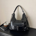 retro work clothing soft leather women's bag classy large capacity shoulder bag maillard style multifunctional backpack women
