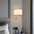 Hotel square bedside reading wall lamp nordic spotlight with switch usb room bedroom adjustable angle