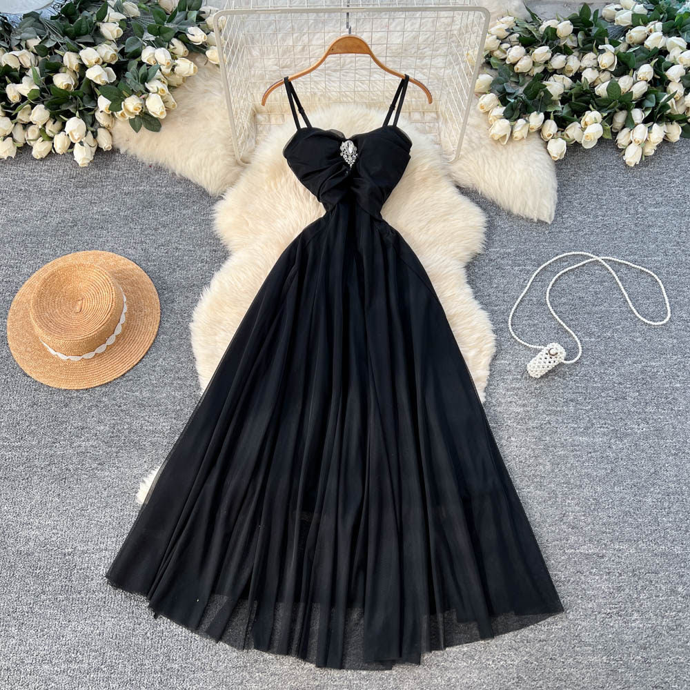 French chic, ethereal mesh slip dress - women's 2026 spring/summer collection - high-end, figure-flattering, elegant evening gown
