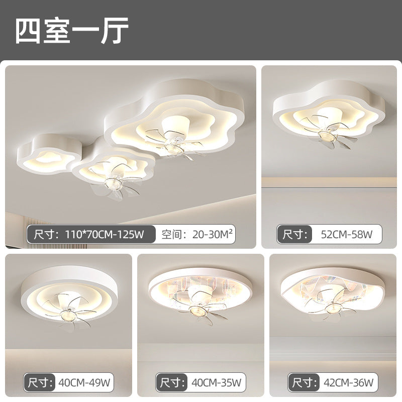 Living room fan light ceiling light dining room bedroom full spectrum silent shaking head fan lighting combination whole house package