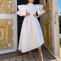 D230 cross-border women's fashion  summer new arrival double-layer ruffle sleeve solid color a-line european and american style dress - export dress