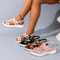 Fashionexportplus size double buckle flats slippers women's cross-border retrocasual lightweight beach sandals