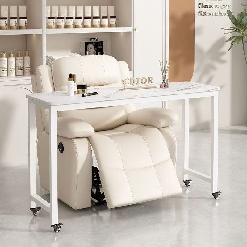 Japanese-style single-tier sofa table with wheels - modern minimalist multifunctional nail salon table with pulleys - mobile nail art table