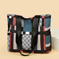 Women's handbag 2026 new collection: large capacity tote bag, fashionable and versatile shoulder bag, color block plaid mom bag