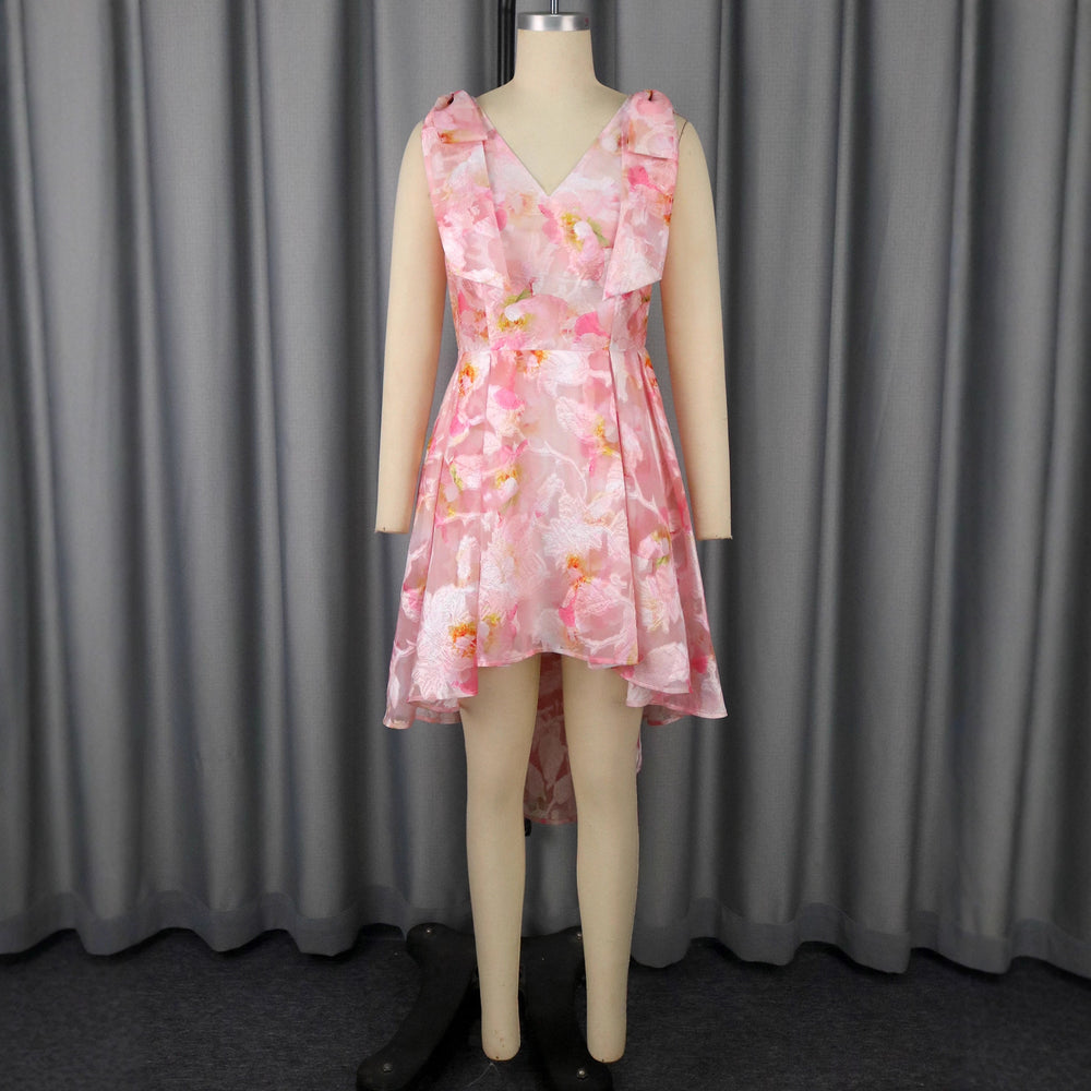 new arrivaleleganceclassy v neckbows short skirt jacquard a hem swallowtail banquet evening dress dress