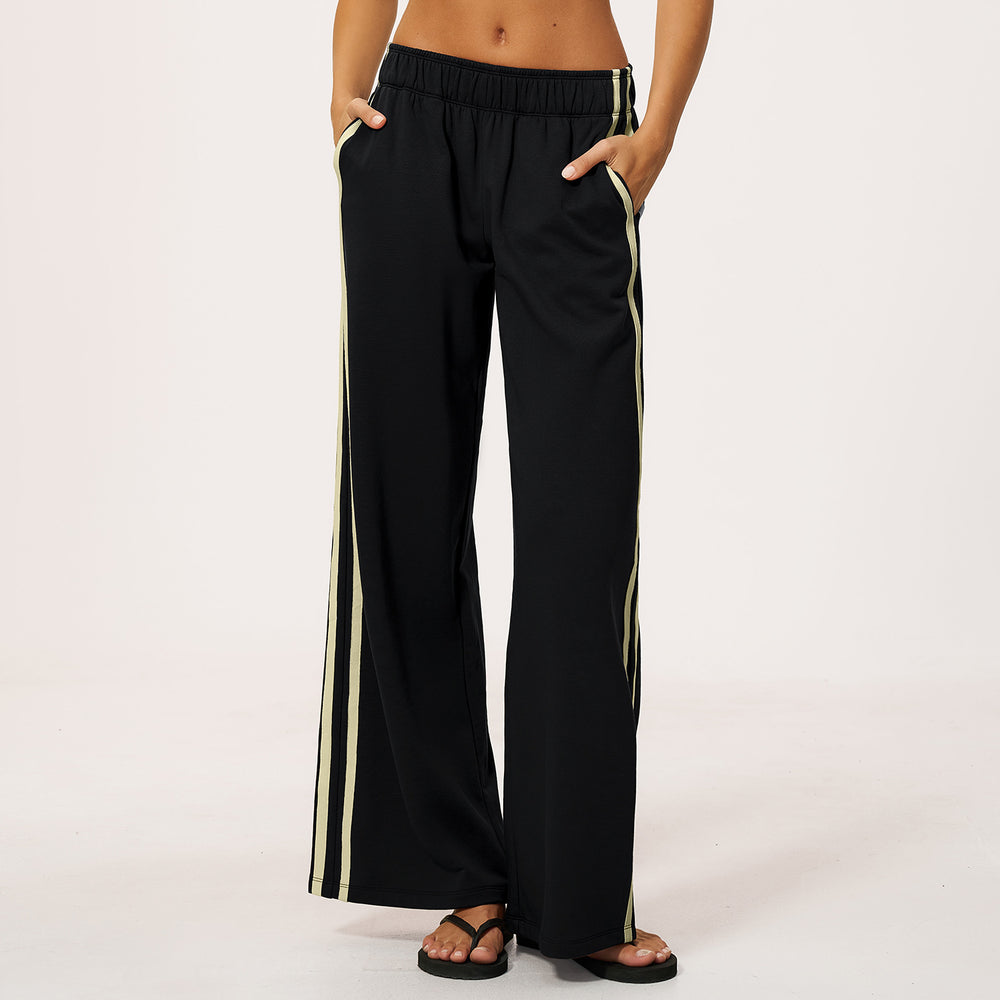 color block women's sweatpants: thickened, warm, moisture-wicking, loose fit, slimming, drapey, versatile, casual wide-leg pants 3005