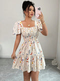 new european and american style women's floral print ruched sleeveless v-neck cinched waist backless maxi dress - perfect for vacation