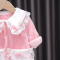 Baby girl's autumn/winter korean style flannel romper - princess style double-layer warm crawling suit for infants