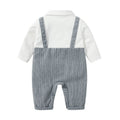 Baby clothes boys' romper two-tone grey gentleman long sleeve first birthday outfit pure cotton