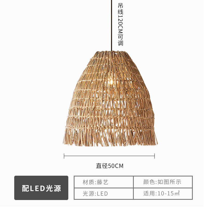 Wabi Silent Wind Catering Chandelier Chinese Living Room Dining Room Tea Room Zen Light Homestay Study Bedside Japanese Rattan Chandelier