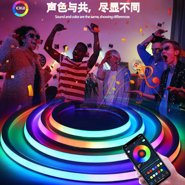 Symphony music neon light with DIY horse racing running water bluetooth light strip outdoor waterproof flexible silicone light strip
