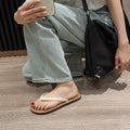 Women's flip-flops summeroutwear nubuck leather upper fashion seaside flatsoutwear new beach flip-flops