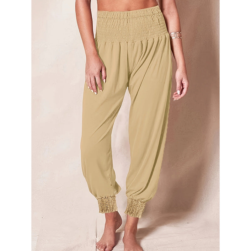 In stock-73060#  cross-border foreign trade women's clothing european and american ins casual loose pure color jogger pants casual pants