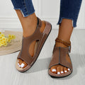 Fashionexportthick solecolorblock roman sandals women's cross-border platform sole velcro open toe beach sandals