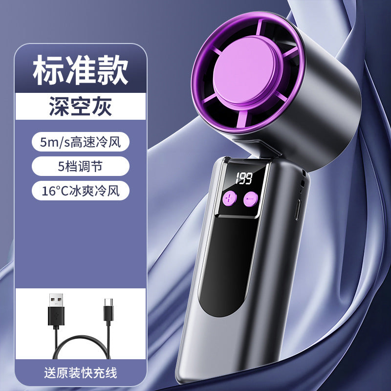new ice-cooling high-speed fan, semiconductor refrigeration handheld fan, portable rechargeable foldable mini fan