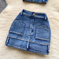 Retro denim casualtwo-piece set women's summer silmtube top vest hip cover skirt slimming lookhot girlsuit