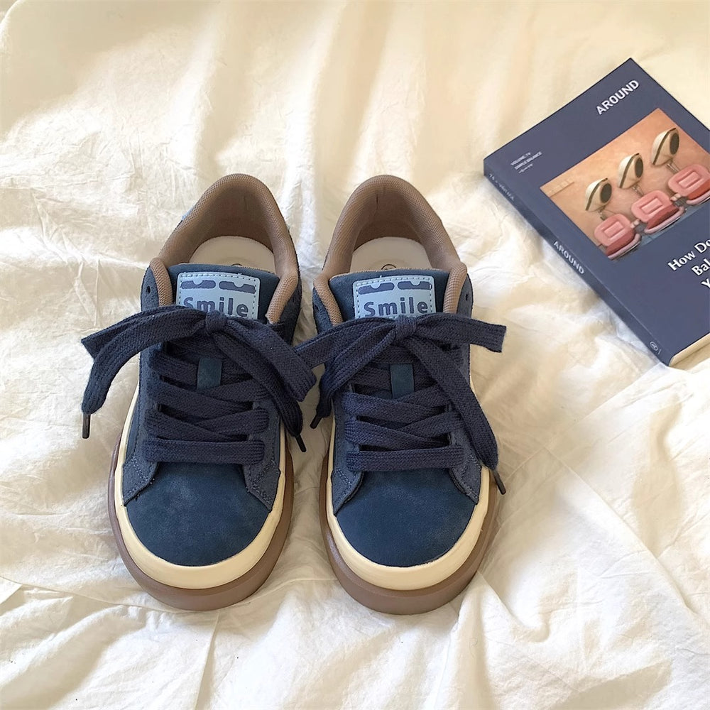 Vintage blue chunky sneakers for women - 2026 spring new arrival, trendy & versatile, unique design, athletic & casual footwear