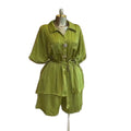 European and american cross-border women's fashion:  summer new collection - stylish casual striped tie-neck blouse and high-waisted shorts set