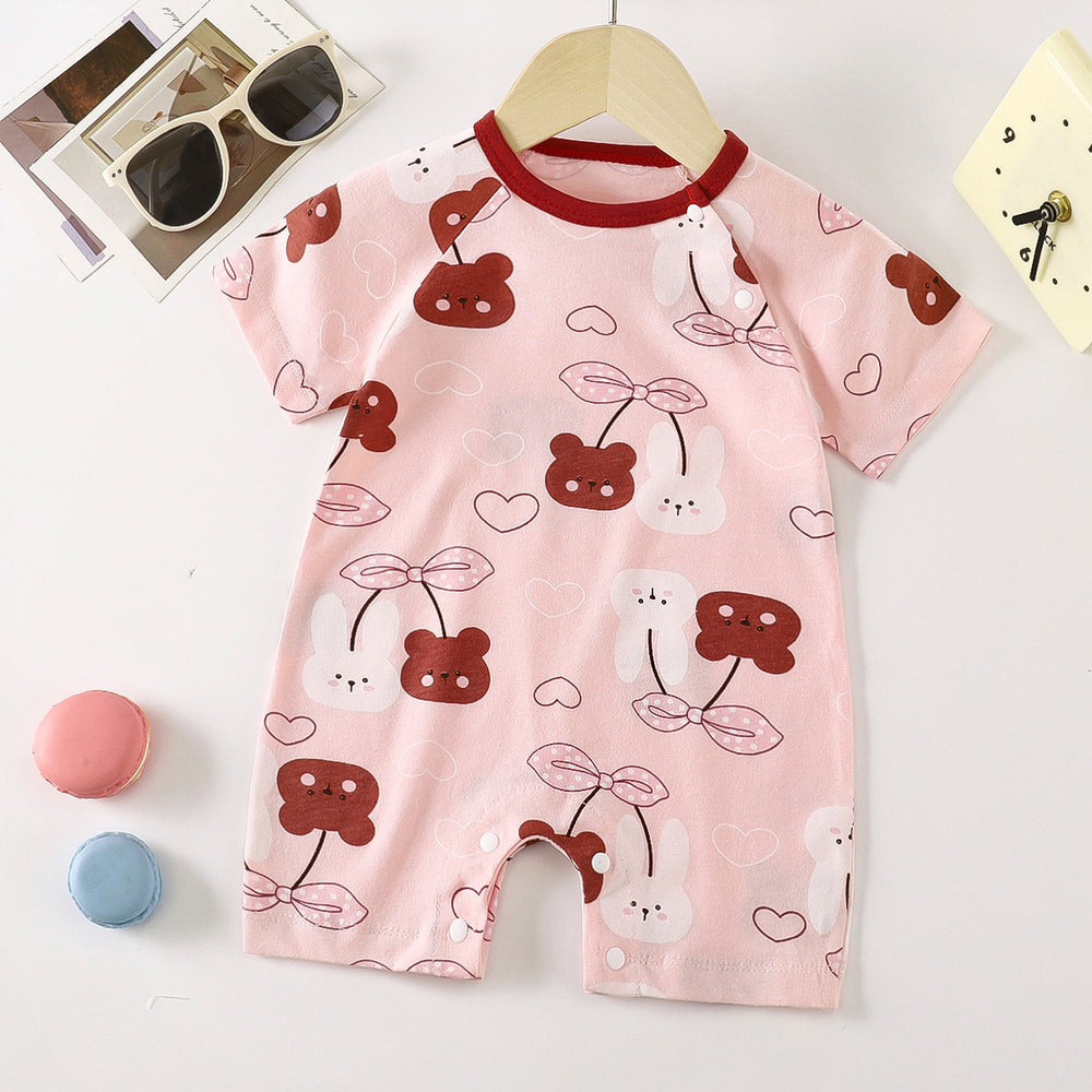 Baby clothes summer thin pure cotton air-conditioning clothes pajamas newborn baby short-sleeved onesie baby outing khaki crawling