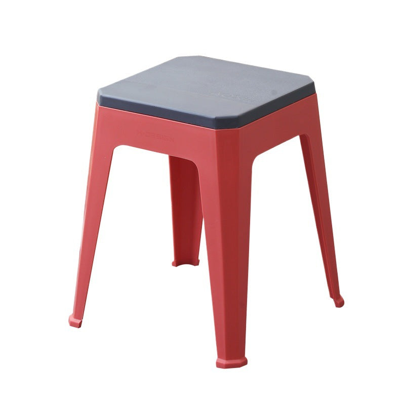 Household plastic small stool thickened creative bench two-color dining table stool spare stool strong and stackable for easy storage