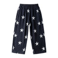 American retro star print letter print sweatpants - girls' loose fit casual wide leg street dance versatile lounge pants