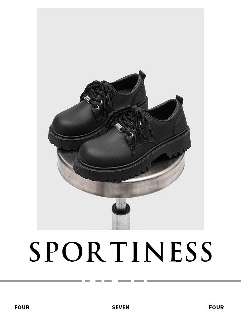 Derby shoes men's thick soleboots black big toe round toe work clothingcleanfitworkwearcasual leather shoes