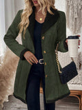 European and american retro style women's jacket - notch lapel, suede & lambswool patchwork, single-breasted, cinched waist, mid-length women's coat