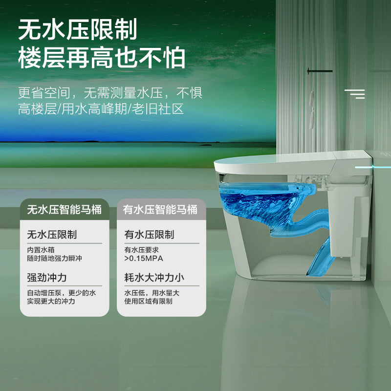 Smart toilet small size small apartment without water pressure limit UV integrated automatic light smart foam shield