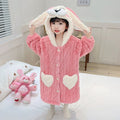 Girls' coral fleece pajamas - autumn/winter kids' robe - long, warm, wearable bathrobe for baby girls