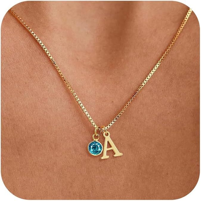 new arrival women's initial birthstone necklace fashion 14k gold-plated letter casualeasiest for match clavicle chain