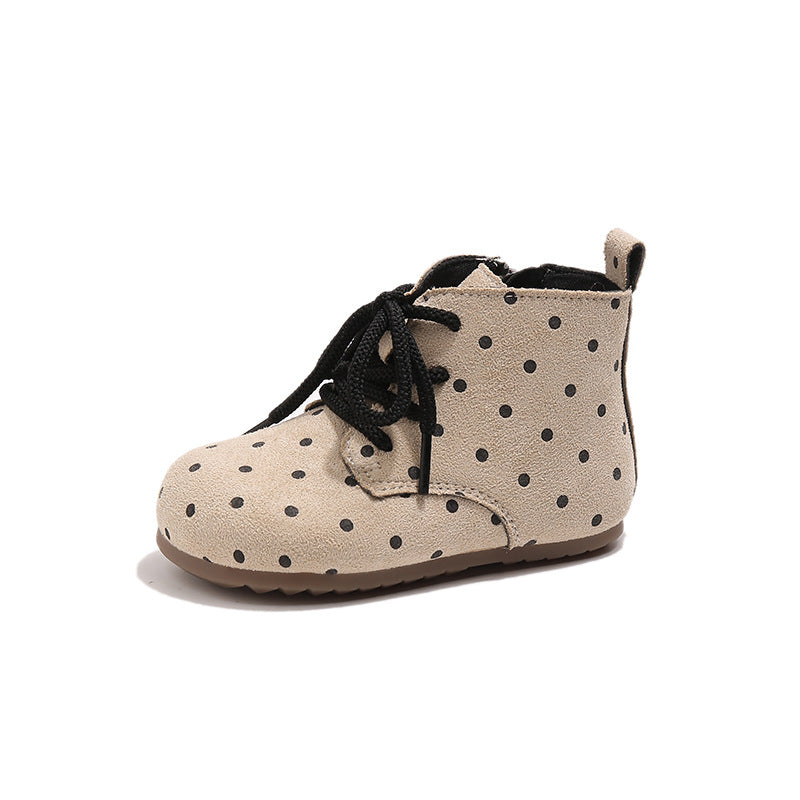 Polka dot ugly Birkenstock boots 2025 spring and autumn new Korean version of girls round head British style Martin boots soft-soled short boots