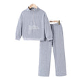Export kidssweatshirtsuitretro zipper stand collar gray long sleevestops sports pants children's home two-piece set
