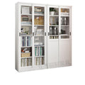 Steel light luxury sliding door bookcase push-pull glass door display cabinet iron kids bookshelf floor-standing storage cabinet password lock