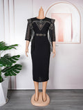 African plus size women's olwork clothing hip skirt fashionexport lace tassel patchwork round neck dress