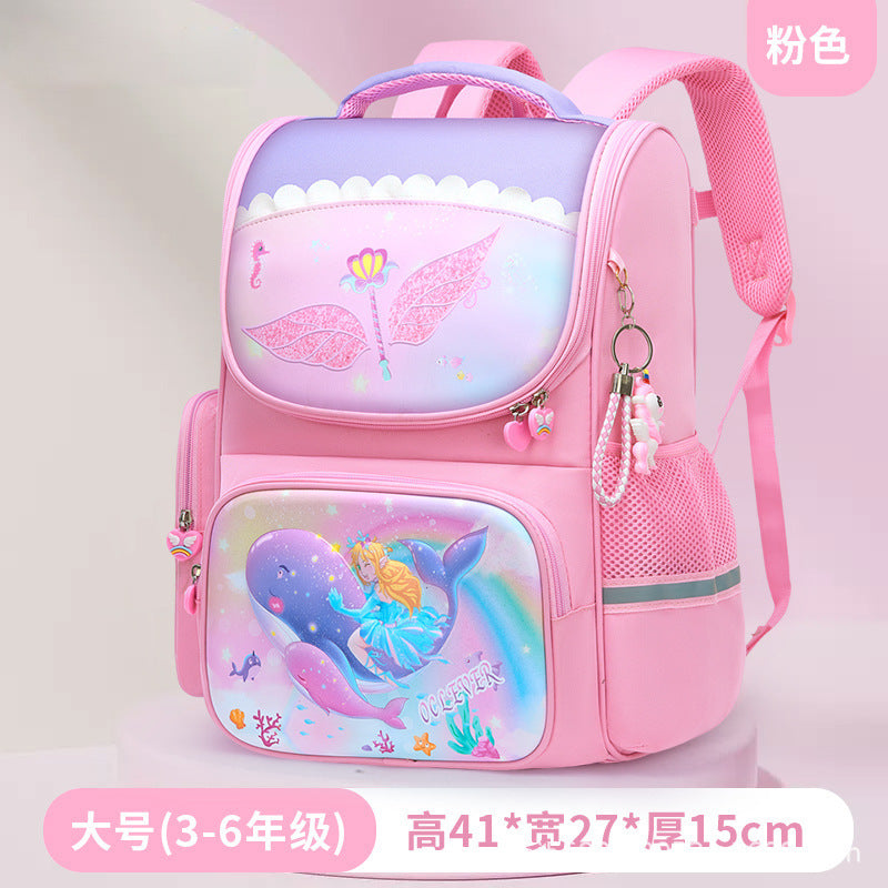 New 2024 cartoon unicorn children's schoolbag large-capacity load reduction spine protection primary school students in grades 1-6 backpack