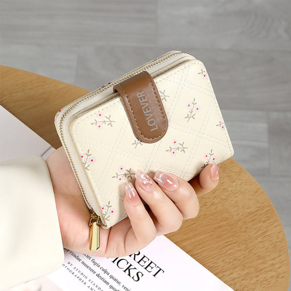 New women's wallet, short printed card bag 2023 summer wallet bag button zipper change bag wholesale