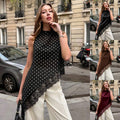 European and american cross-border new arrival: summer elegant slim-fit versatile sleeveless lace trim blouse for women