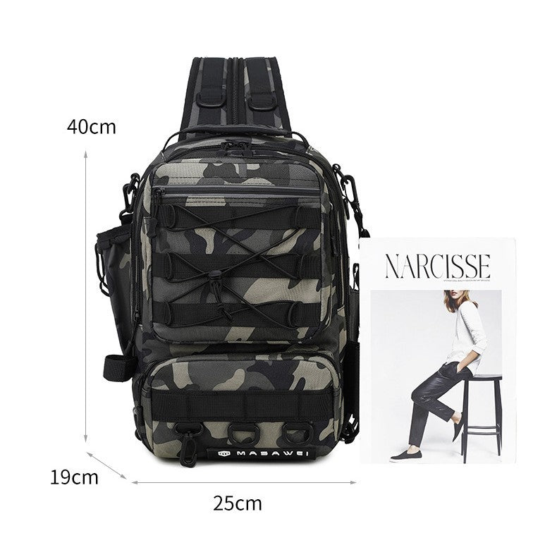 New Luya bag single double shoulder fishing bag multi-functional sports outdoor fishing gear bag large capacity camouflage backpack