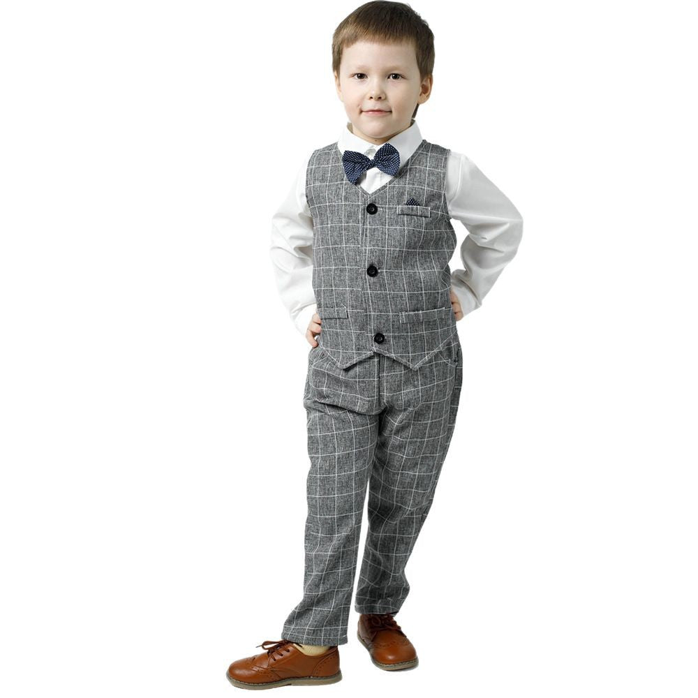 Spring new boys' suit set - british style fashionable children's clothing, kids' suit, vest, gentleman's first birthday outfit