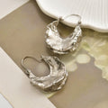 European and american cross-border niche design alloy leaf earrings - vintage, high-end, pleated, textured, and stylish stud earrings