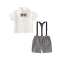 Korean style boys' formal wear  summer new collection: gentleman's two-piece outfit - white short-sleeve shirt and shorts set for special occasions