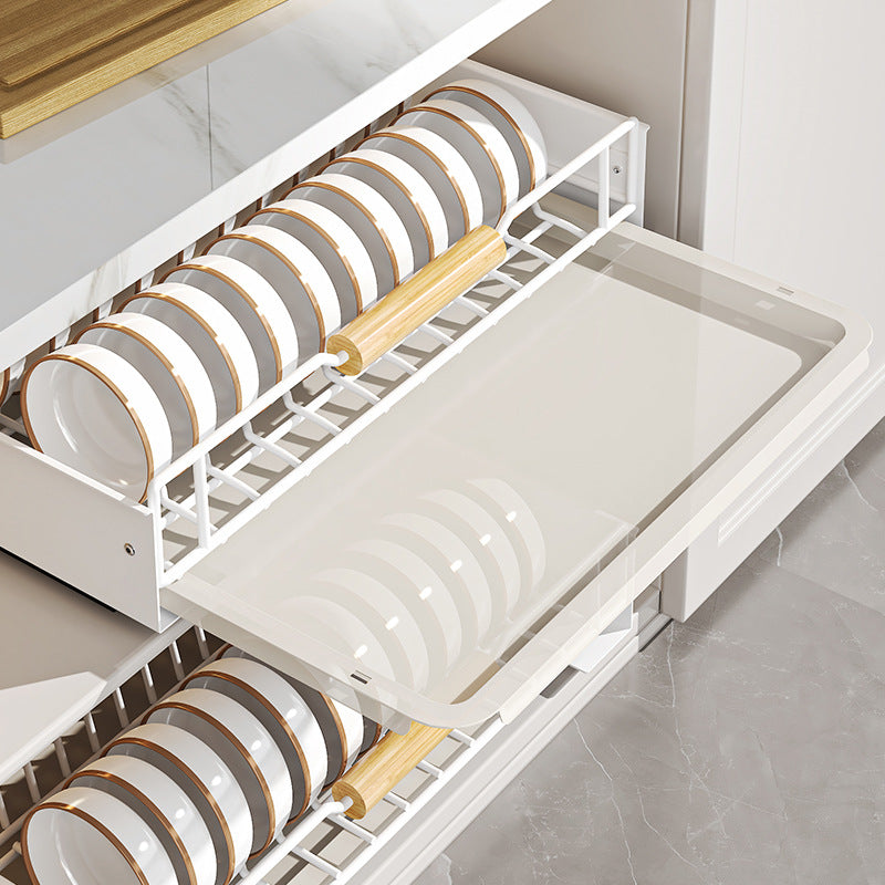 Pull-out dish rack in kitchen cupboard, drawer-type shelf, dish rack, storage rack, pull basket, bowl rack, drain rack
