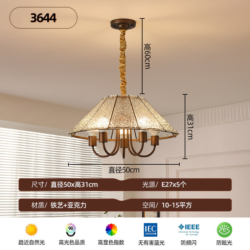 American retro style living room chandelier French antique style dining room bar light bedroom study light creative fabric lighting