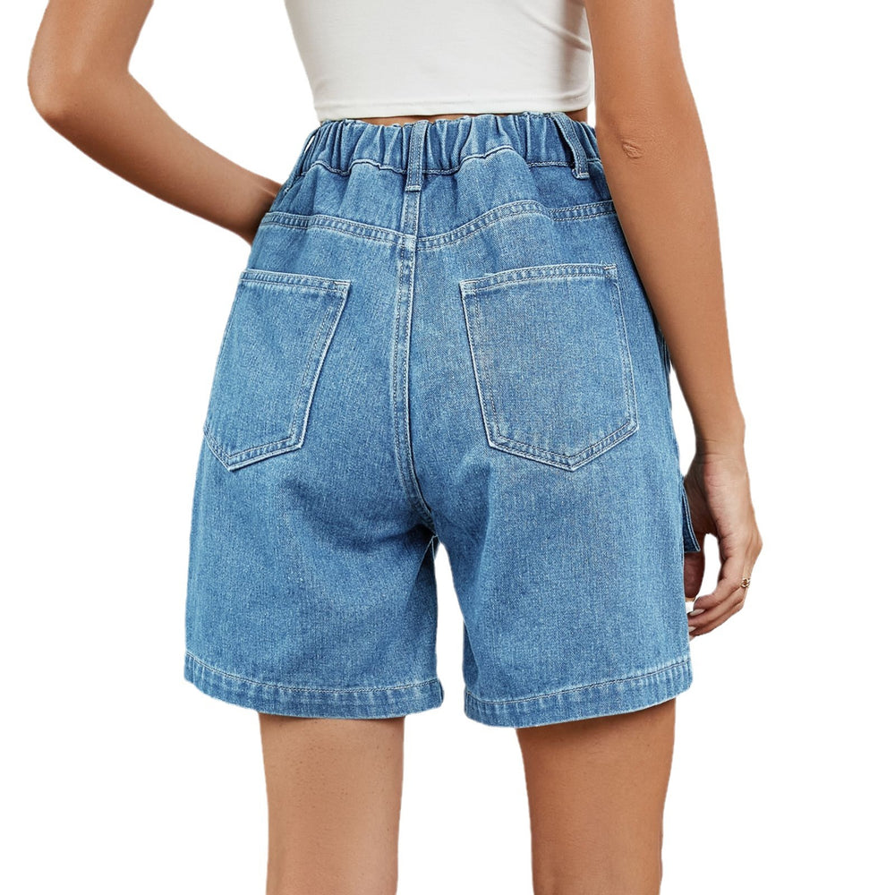 European and american cross-border e-commerce:  summer new arrivals,  independent store, washed elastic waistband cargo casual denim shorts
