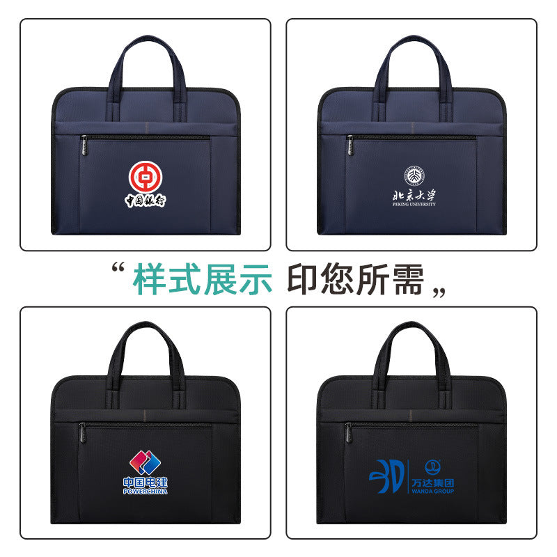 Oukeqi conference tote bag, oxford cloth office storage briefcase, large capacity zippered document bag with custom printing for men