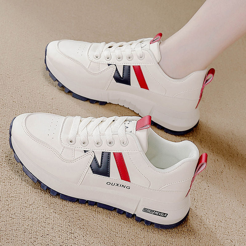 plus size women's shoes new arrival breathable leather sneakers women's korean version thick solecasual soft bottom running dad shoes
